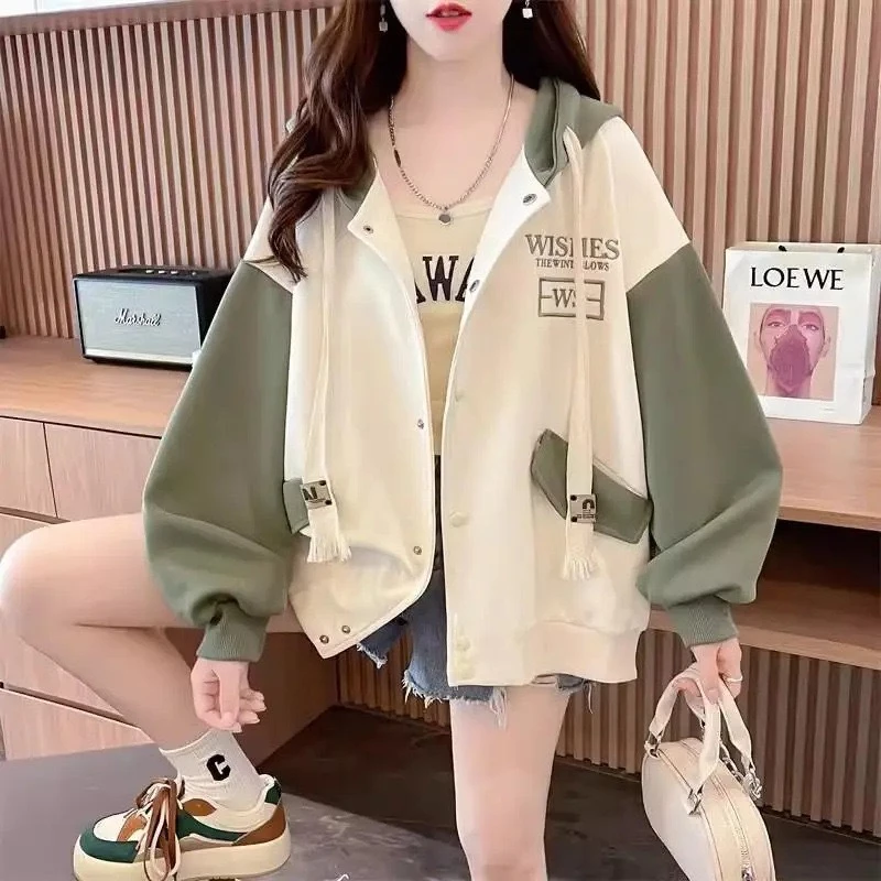 เสื้อแจ็คเก็ตเบสบอล เสื้อฮู้ดผู้หญิง ผ้าสำลี ผ้าหนานิ่ม รุ่น6020#