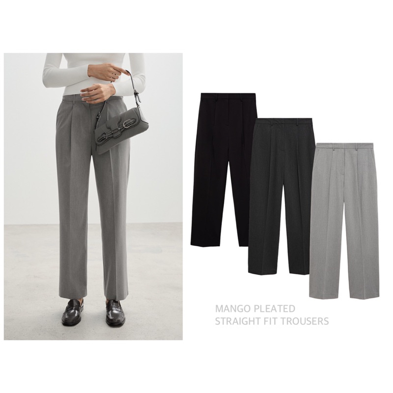 MANGO กางเกงขายาว ทรงตรง PLEATED STRAIGHT FIT TROUSERS
