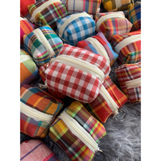 🌼กระเป๋าใส่เหรียญ ใส่ยาดมหงส์ไทยได้ ผ้าขาวม้าแท้100% ทรงกล่อ…