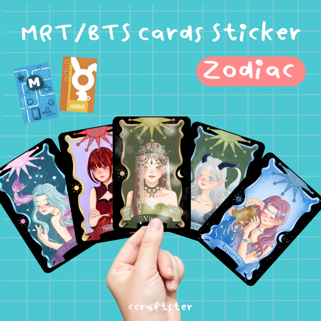 Card Sticker สติกเกอร์ติดบัตร 12 ราศี สติ้กเกอร์ติดบัตร สติ๊กเกอร์บีทีเอส MRT BTS