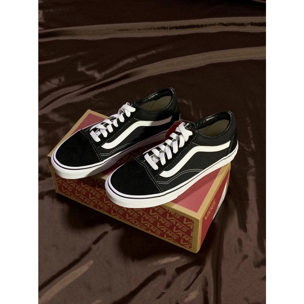ของแท้💯% Vans Old Skool Black checkerboard รองเท้าผ้าใบลำลองและสบายสำหรับผู้ชายและผู้หญิง