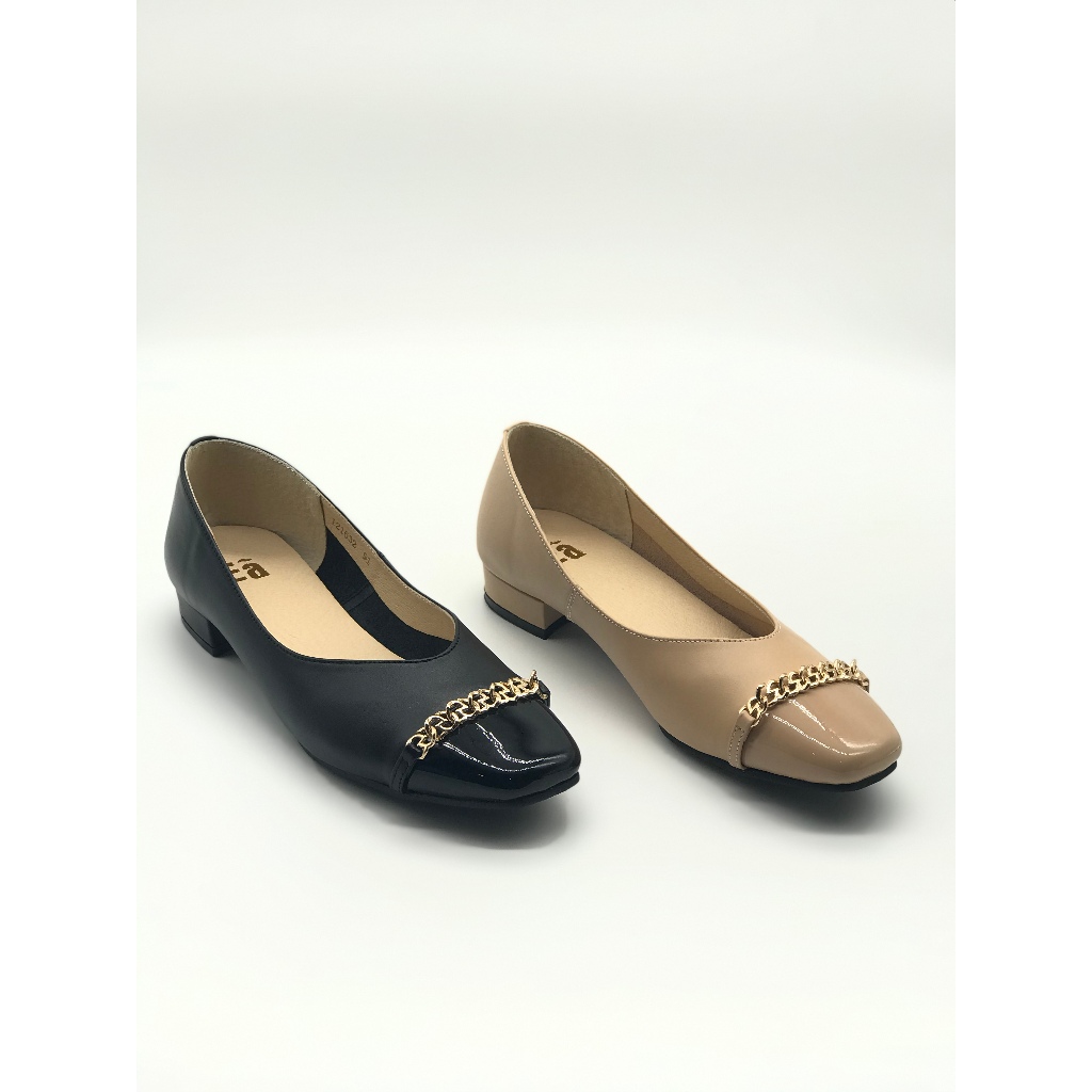 Eastman Chain Sophisticated Flats, Black/Nude