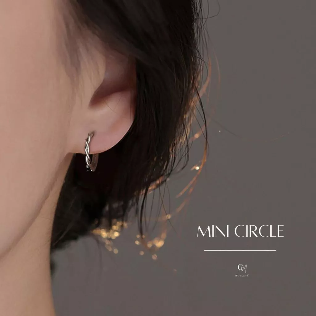 OUTLETS ล้างสต็อกจากโรงงานตรง ต่างหู Mini circle ตุ้มหูเงิน ต่างหูผู้หญิง Valentine ของขวัญ เงินแท้