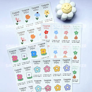 SmileSticker สติ๊กเกอร์ขอบคุณ แพ็ก 48 ดวง ขนาด 3x6cm สติ๊กเกอร์ PP สีขาวเงา กันน้ำ 100%