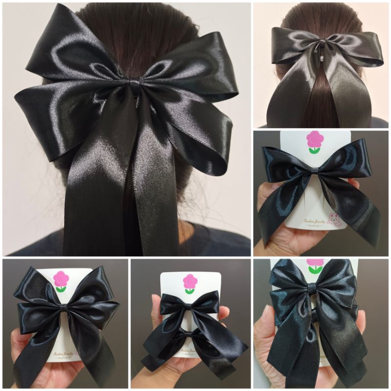 🎀โบว์สีดำ🎀 โบว์นักเรียน โบว์แฟชั่น 1นิ้ว 1.5นิ้ว 2นิ้ว #กิ๊บติดผม #โบว์ติดผม