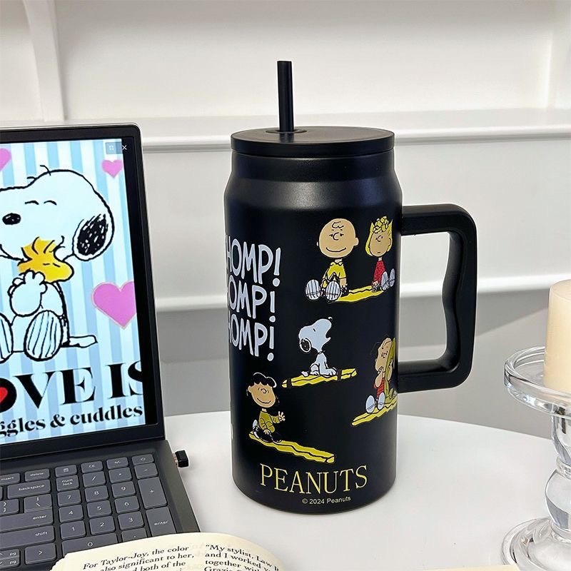 แก้วเก็บอุณหภูมิ Snoopy  แก้วสแตนเลส เก็บความเย็น มีฝาและหลอดให้ครบเซ็ท ความจุ1500ml🌟