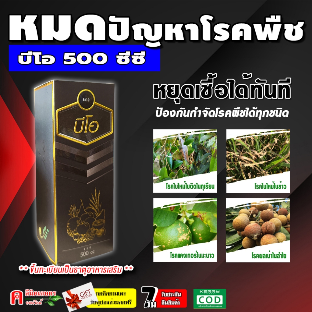 บีโอ ( 500 ซีซี ) สารป้องกันกำจัดโรคพืช ยาหยุดเชื้อ เชื้อไวรัส เชื้อรา แบคทีเรีย นวัตรกรรมใหม่ ใช้น้อย