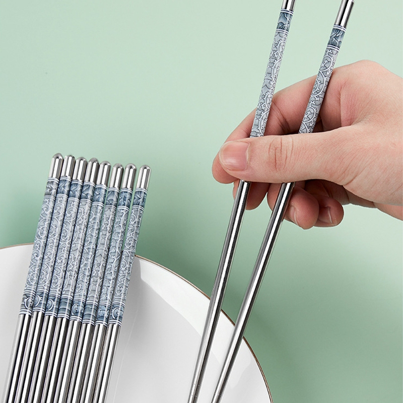 ตะเกียบเหล็กกันสนิม 5 คู่ ตะเกียบ สแตนเลส กันเชื้อรา ทนอุณหภูมิสูง