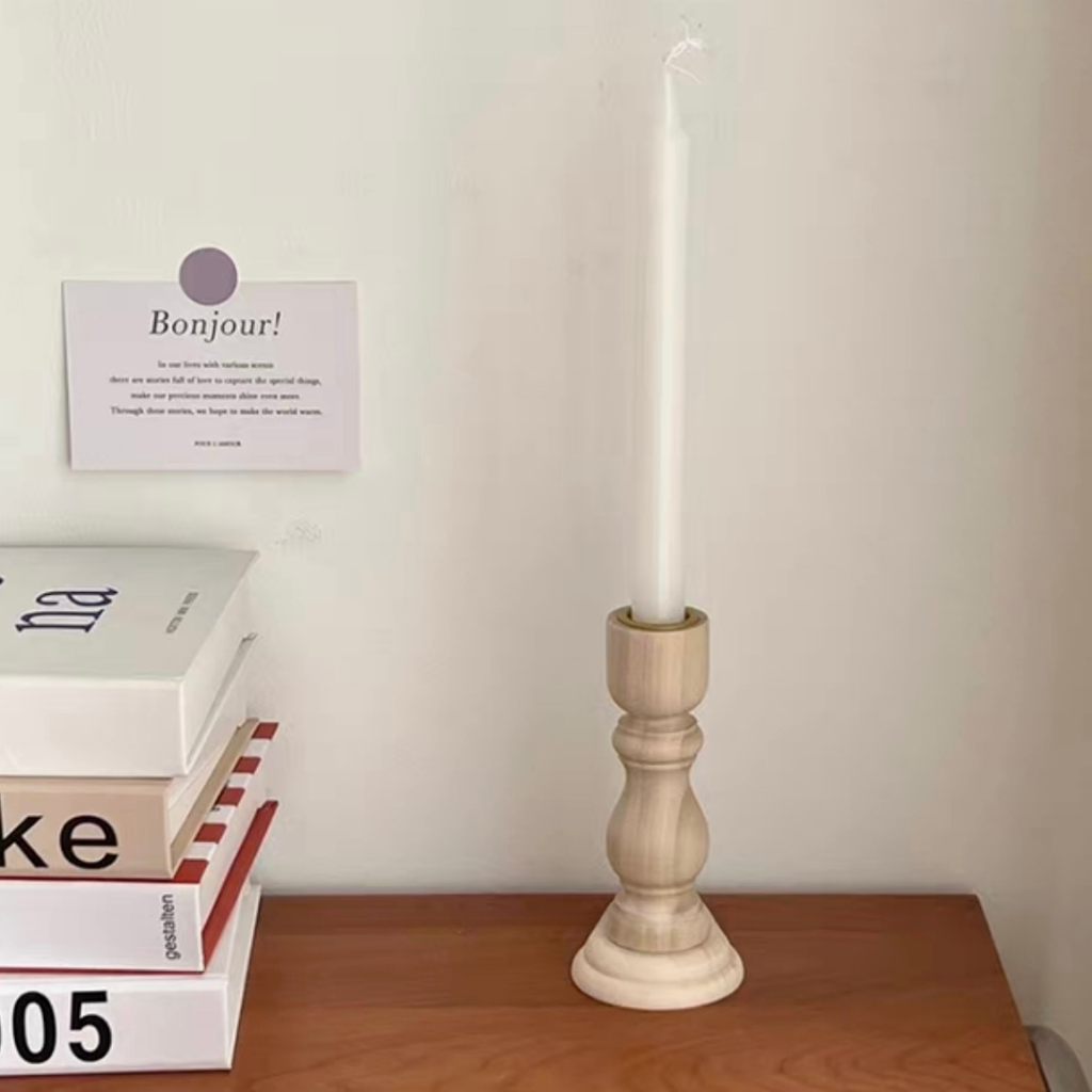 OurHome [พร้อมส่ง] เชิงเทียนไม้ Wooden candlestick holder เชิงเทียนอาหารค่ำใต้แสงเทียนการถ่ายภาพอุปกรณ์ประกอบฉากตกแต่ง รูปที่ 6
