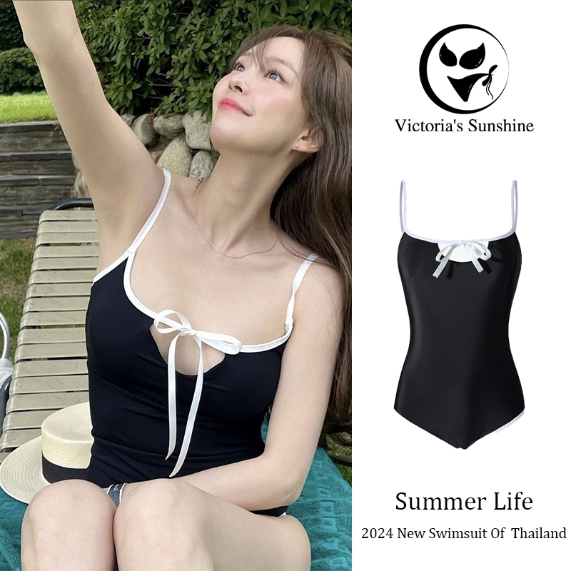 Victoria's Sunshine ชุดว่ายน้ำผู้หญิง one piece swimsuit ผูกคอ สไตล์เกาหลี beach#0489