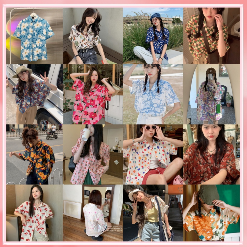 [ จัดส่งไว!! ]เสื้อฮาวาย เสื้อผู้ชายและผู้หญิง แขนสั้น สไตล์เกาหลี กระดุมหน้า unisex แฟชั่น สุดเท่ ผ้านิ่ม