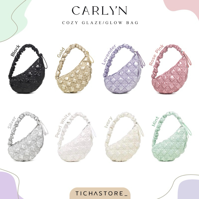 (พร้อมส่ง) กระเป๋า Carlyn รุ่น Cozy Glaze/Glow สี Ivory/Mint/Pearl White/Black/Gold/Lavender/Silver ของแท้100%