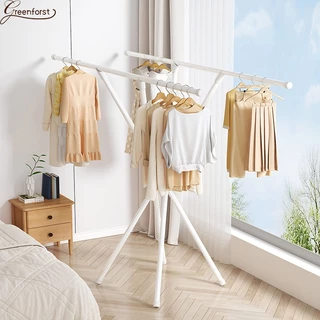 Greenforst ราวแขวนเสื้อผ้า ราวตากผ้าบาร์คู่พับเก็บได้ น้ำหนักเบา แข็งแรง ตากได้ในร่มและกลางแจ้ง รุ่น 2062