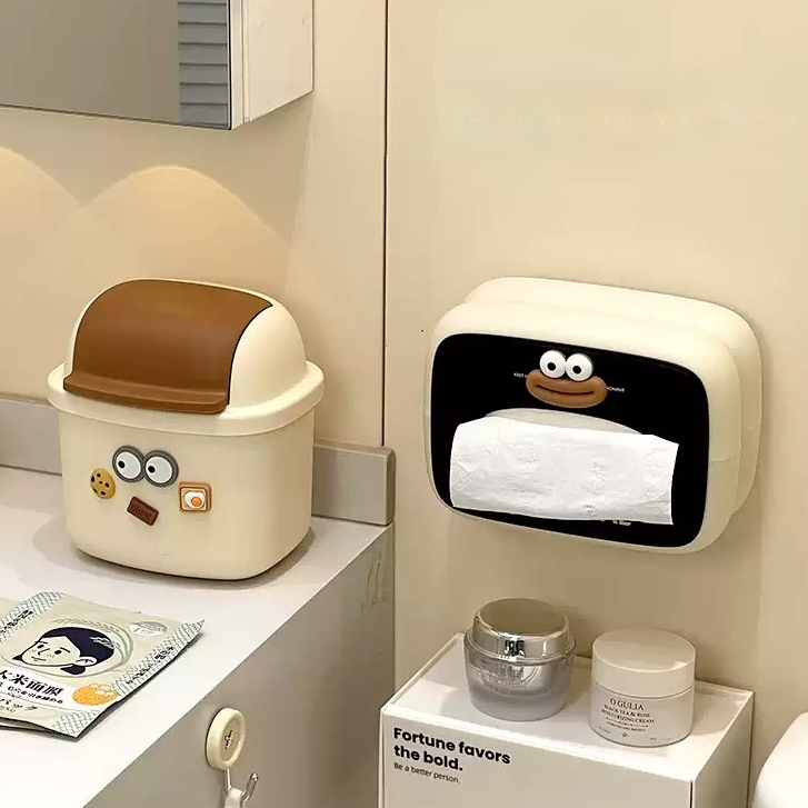 การ์ตูน ถังขยะ กล่องใส่ของ แบบตั้งโต๊ะ ขนาดเล็ก พร้อมฝาปิด หรูหรา สำหรับห้องนั่งเล่น ห้องน้ำ