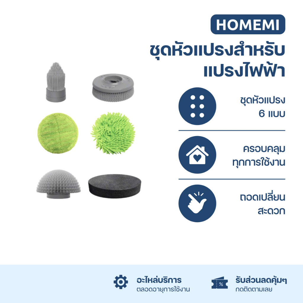 Homemi ชุดหัวแปรงทำความสะอาดไฟฟ้าสำหรับ Homemi Electric Spin Scrubber