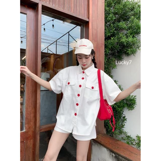 BY IRA🔥พร้อมส่ง🔥 (1006/202/4002) เสื้อเซิ้ตกระดุม+กางเกง เนื้อผ้ายีนส์แท้ ผ้าไม่คัน ชุดเซตสั้นยีนส์ เนื้อผ้านิ่ม ใส่บาย