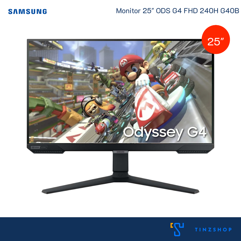 Tinzshop Gaming Monitor จอภาพสำหรับเกมเมอร์ Samsung 25" ODS G4 FHD 240H G40B For PS5, Switch