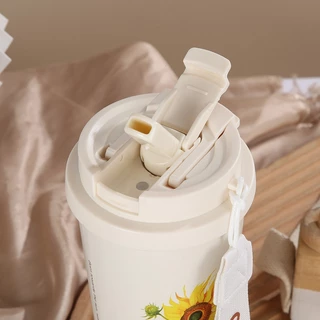 ดอกซากุระ แก้วกาแฟ แก้วน้ำ 500ml. สแตนเลส 316 กระบอกน้ำ กระติกน้ำ ของใช้น่ารัก ของใช้ในครัว ผู้หญิง B0161