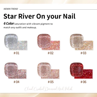 Nawoelite สีทาเล็บเจล เจลทาเล็บ เพชรบด6 สี 15 มล. สีนู้ดใหม่ สะท้อนแสงระยิบระยับจากท้องฟ้ายามค่ำคืน เจลทาเล็บ เพชรบด