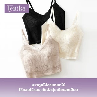 TENIKA เสื้อกล้ามครอป มีฟองน้ำ เสื้อกล้ามลูกไม้ นุ่ม บาง ใส่สบาย ซึมซับเหงื่อ ระบายอากาศดี VES-012