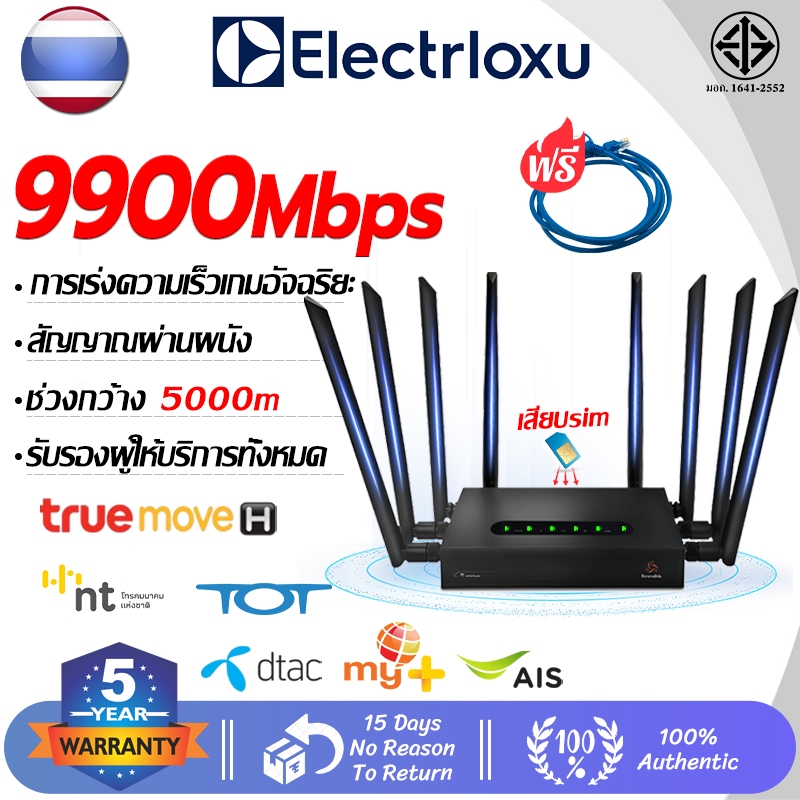 【รับประกัน 5 ปี】เร้าเตอร์ใส่ซิม 9900Mbps เราเตอร์wifi Router ใช้ได้กับซิมทุกเครือข่ายเสียบใช้เลยไม่ติดตั้ง 2.4G/5Ghz