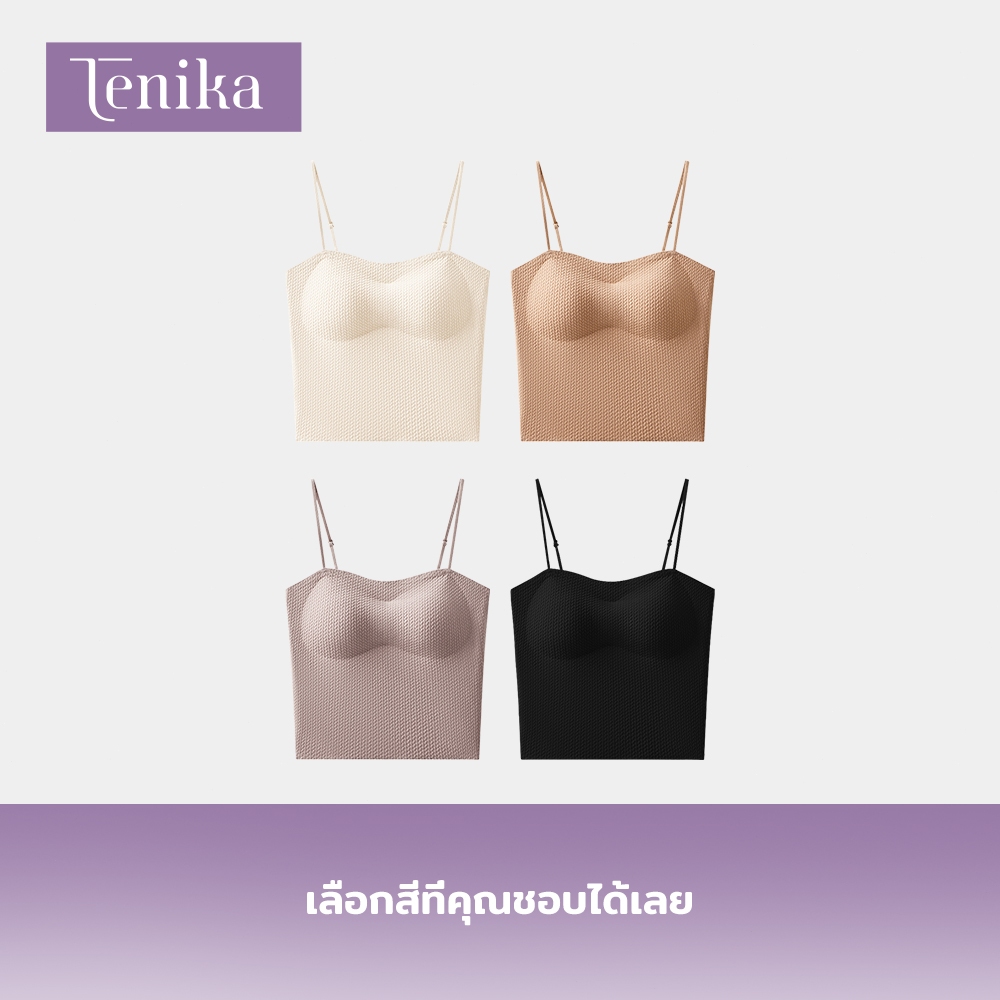 TENIKA เสื้อกล้ามผู้หญิง ไร้ขอบ มีฟองน้ำ tank tops นุ่ม บาง ใส่สบาย ซึมซับเหงื่อ ระบายอากาศดี — صورة 8