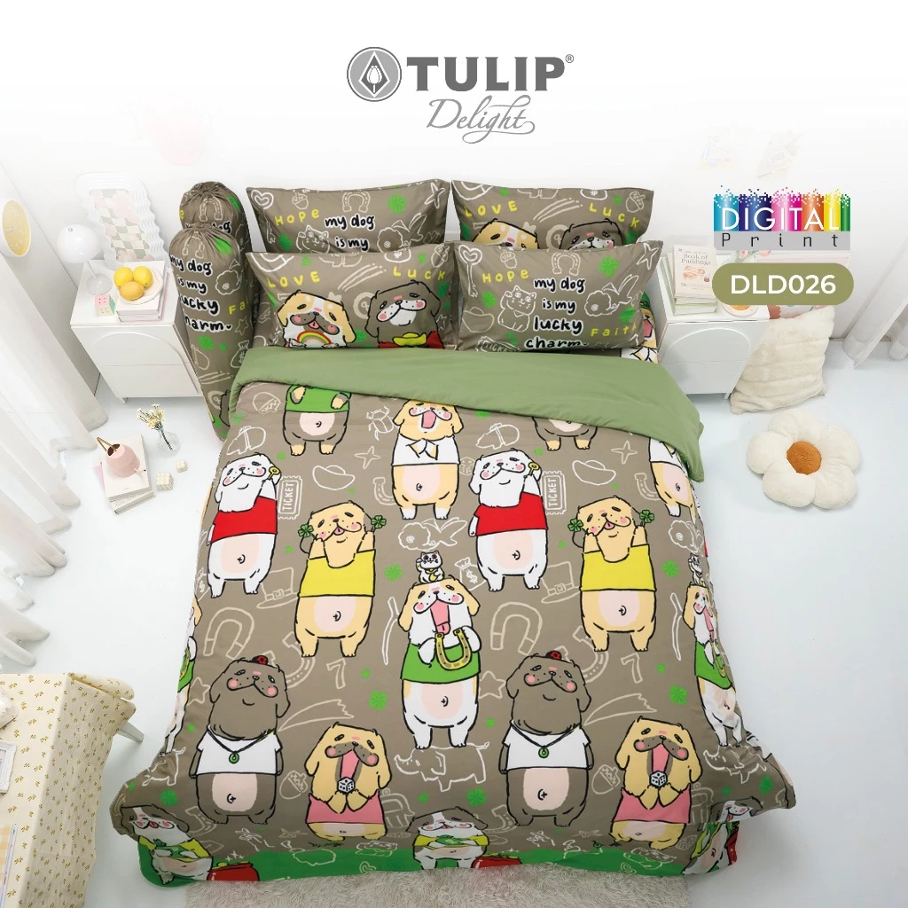TULIP Delight หมาจ๋า DLD026 Dogplease ลิขสิทธิ์แท้หมาจ๋า ชุดผ้าปูที่นอน ผ้านวม พิมพ์ดิจิตอล