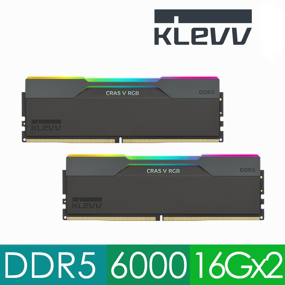 32GB (16GBx2) DDR5 6000MHz RAM (แรมพีซี) KLEVV CRAS V RGB GAMING OC MEMORY (KD5AGUA80-60B280G)