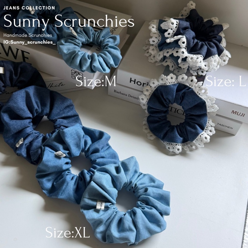 ยางรัดผม ผ้ายีนส์ sunny scrunchies jeans collection Size M