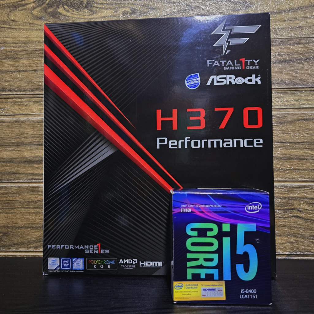 CPU INTEL CORE I5 8400 (Intel UHD Graphics 630) + ASROCK FATAL1TY H370 PERFORMANCE มือ2 (มีกล่อง) ปร