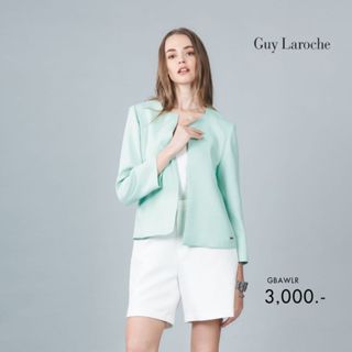 Guy Laroche แจ็คเก็ต Light jacket Airy คอกลม แขนยาว สีฟ้าอมเ…