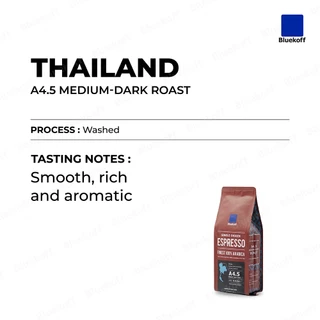 Bluekoff A4.5 Medium-Dark Roast เมล็ดกาแฟไทย อราบิก้า 100% Premium เกรด A ยกลัง 5 กิโลกรัม (250 กรัม x 20 ถุง)