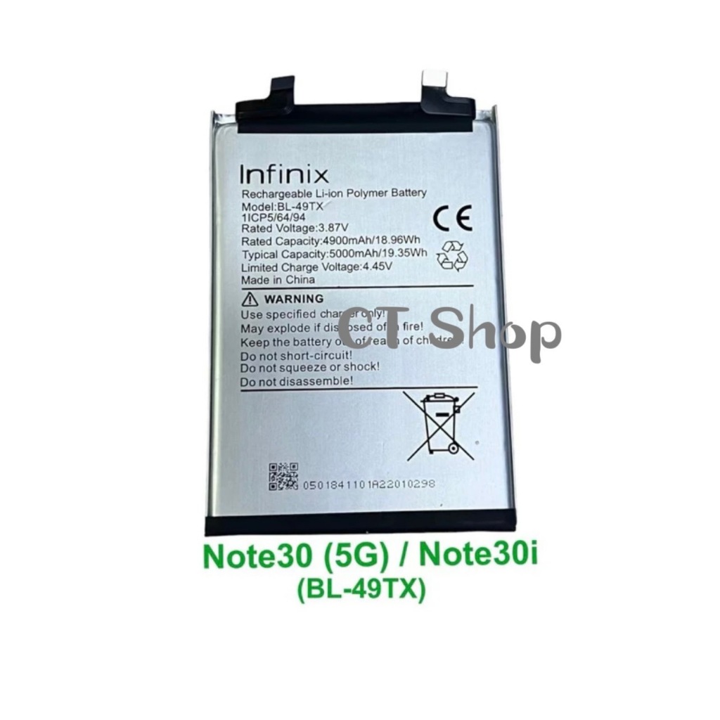 แบตเตอรี่อินฟิกนิก infinix note30 note30 BL-49TX note10pro BL-49JX รับประกัน3เดือน