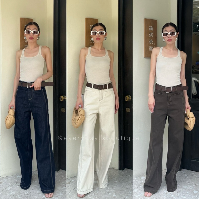 เปิดพรี 6232 NEW ARRIVAL High Waist Baggy Jeans กางเกงยีนส์ขายาว ทรงแบกกี้ มาพร้อมเข็มขัดหนัง studiox2