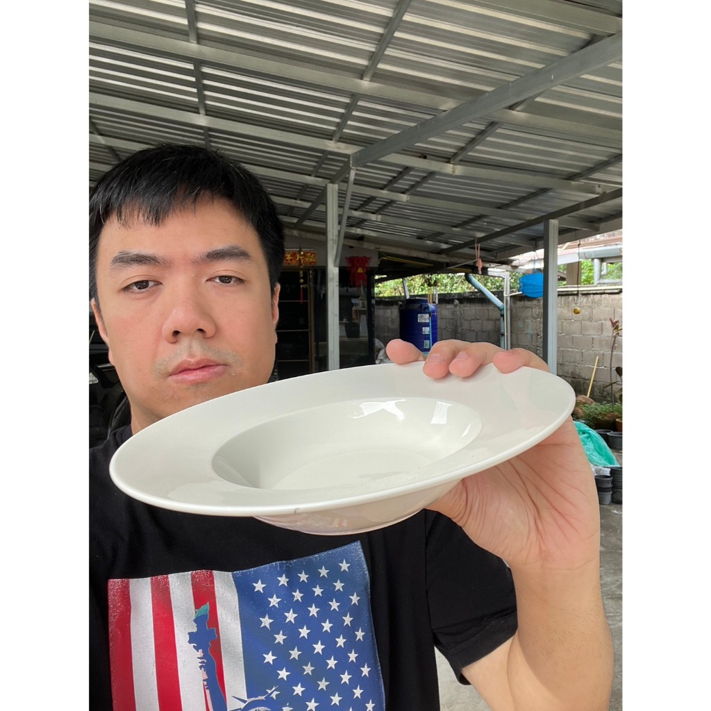 จานปีกบาน จานหลุม สปาเก็ตตี้ พาสต้า สีขาวล้วน 9 นิ้ว เซรามิค พอร์ซเลน ออกใบกำกับภาษีได้
