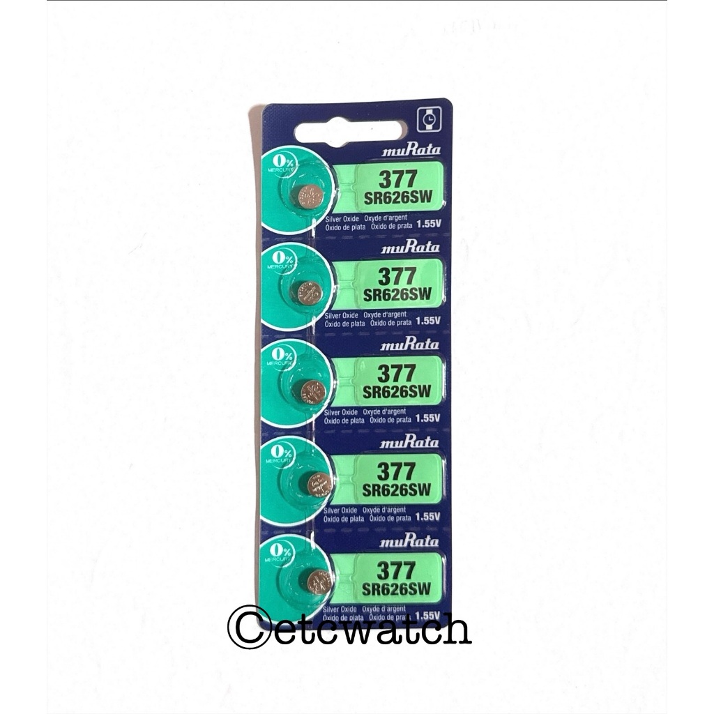 พร้อมส่ง> ถ่านกระดุม Murata SR626SW / 377 แผง 5 ก้อน หมดอายุ 07/2027