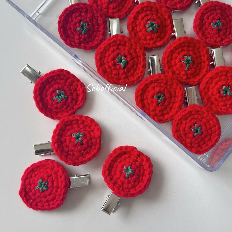 Sebofficial | Tomato crochet 🍅 | กิ๊บติดผมมะเขือเทศ กิ๊บหนีบผมโควเชต์ 1คู่