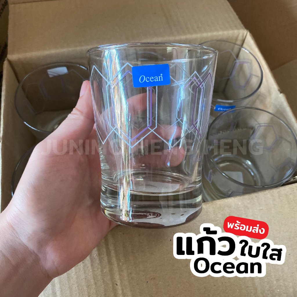 Ocean แก้วน้ำดื่ม แก้วใส แก้วใบใหญ่ ลายกราฟิก 360 ml
