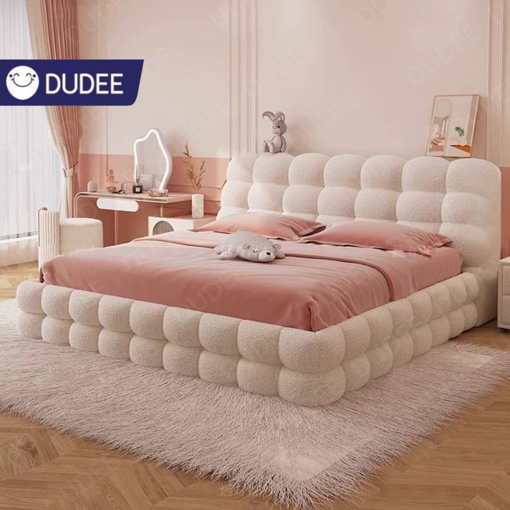 DUDEE เตียงนอน รุ่น SF017 ขนแกะ สุดน่ารัก ตกแต่งสวยงาม หนานุ่ม กทม. (ติดตั้งฟรี) **อ่านเนื้อหารายละเอียดสินค้า**
