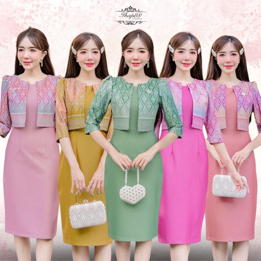 TG26 ชุดเดรสผ้าญี่ปุ่นพิมพ์ลาย ชุดยาว 39 นิ้ว พร้อมส่ง มีปลายทาง