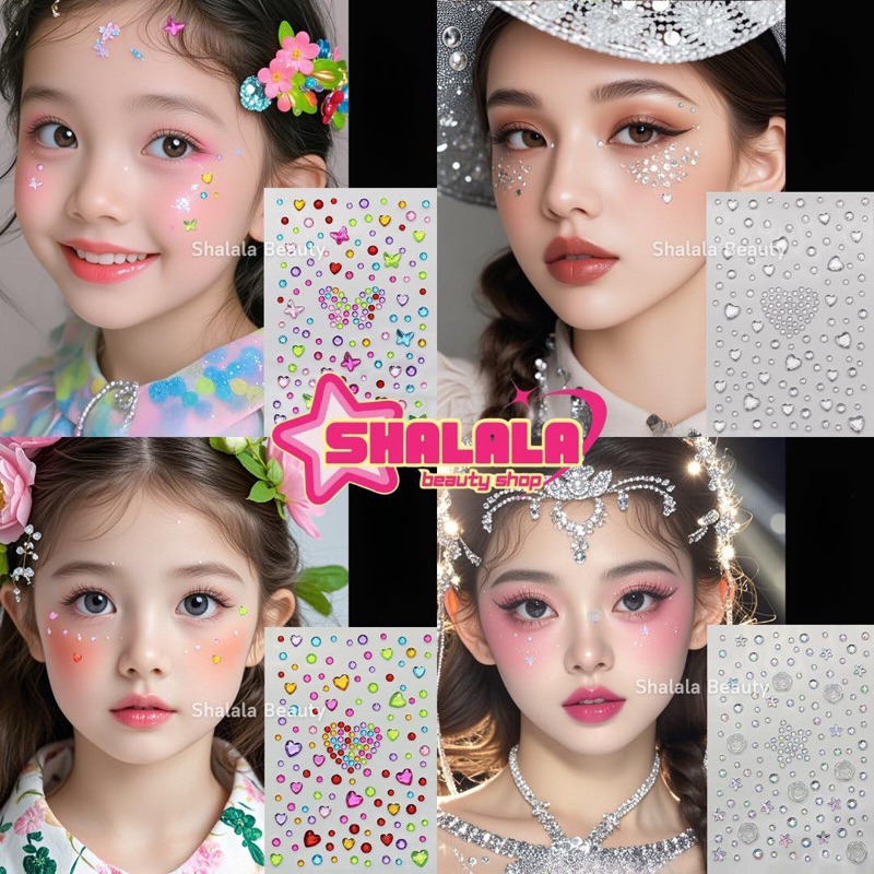 พร้อมส่ง สติกเกอร์เพชรติดหน้า หัวใจ ดาว ผีเสื้อ ตกแต่งใบหน้า