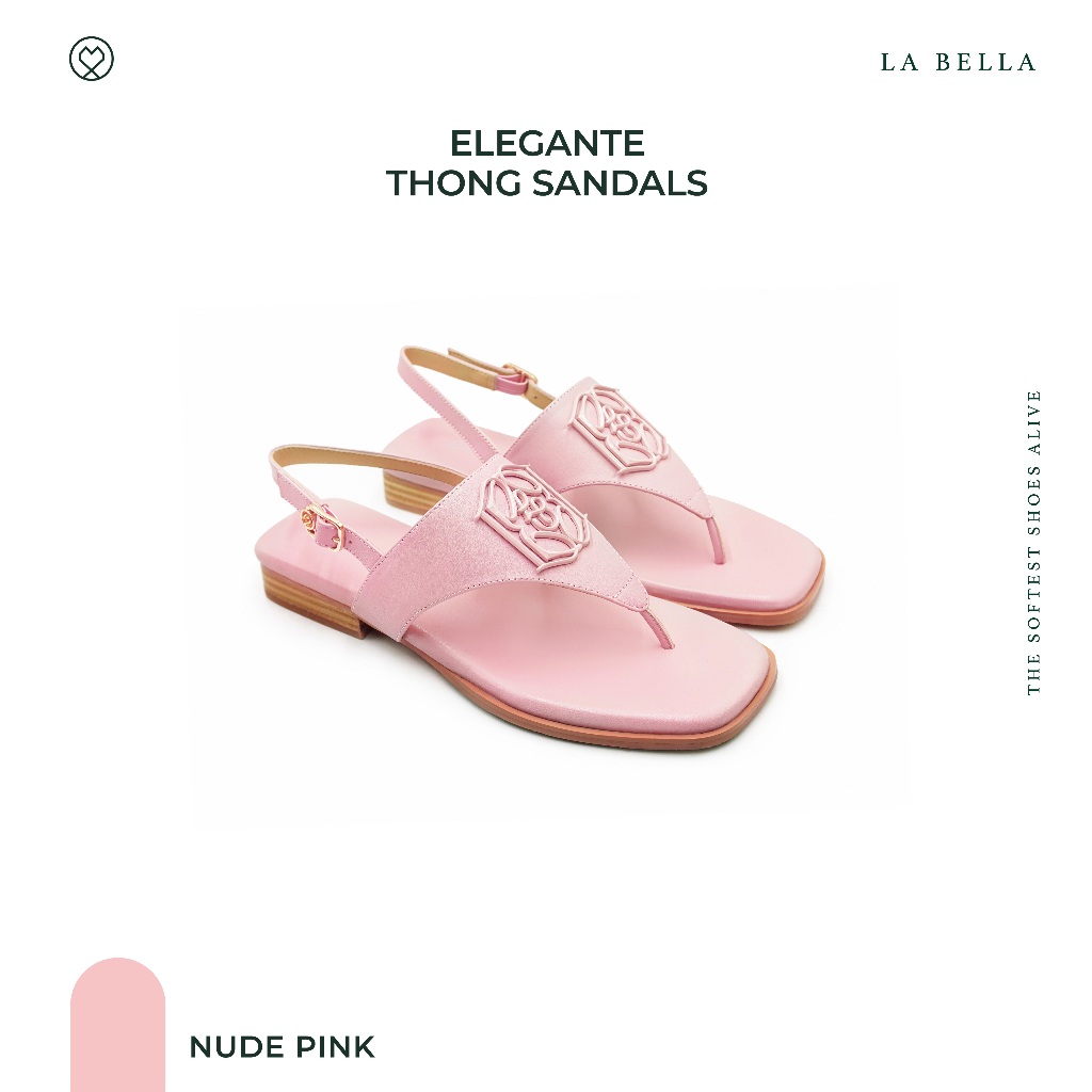 LA BELLA รุ่น ELEGANTE THONG SANDALS - NUDE PINK