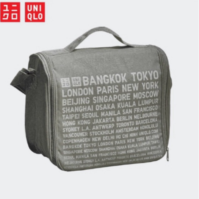 ส่งไวว!! กระเป๋าเก็บความเย็น Uniqlo Cooler Bag วัสดุด้านนอกทำจากผ้าโพลีเอสเทอร์ สีเทา กับสีดำ