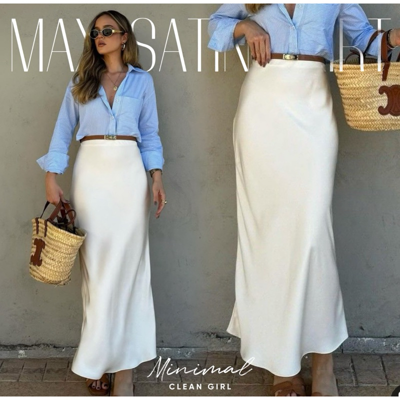 Maxi Satin Skirt 01 กระโปรงยาวทรงหางปลา เนื้อผ้าซาตินนุ่มลื่น สีพื้น