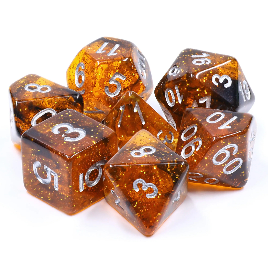 BROWN AMBER Dice Set of 7 | ลูกเต๋า Dice For DnD D&D MTG RPG TRPG เกมกระดาน บอร์ดเกม Game ไพ่ทาโรต์ Magic เมจิก