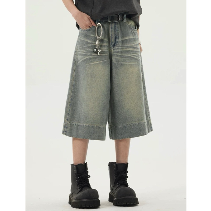 กางเกงยีนส์ขาสั้นผู้ชาย fade jorts