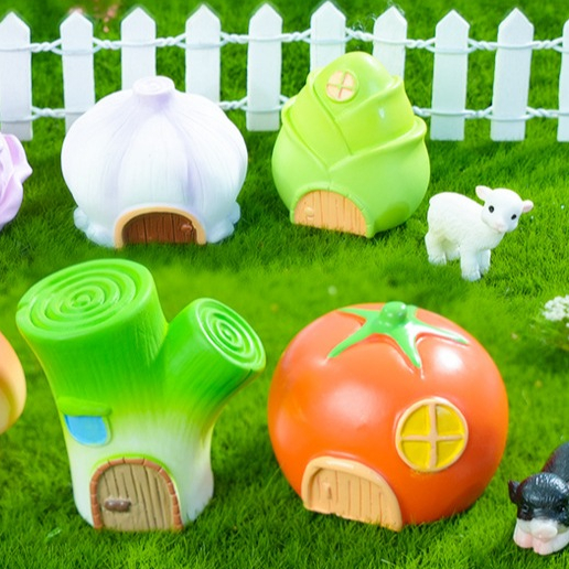 บ้านผักผลไม้ V.2 (ราคา/1ชิ้น) ตุ๊กตาแต่งสวน จัดสวนถาด โมเดล ตกแต่งบ้าน ของสะสม พร็อพถ่ายรูป