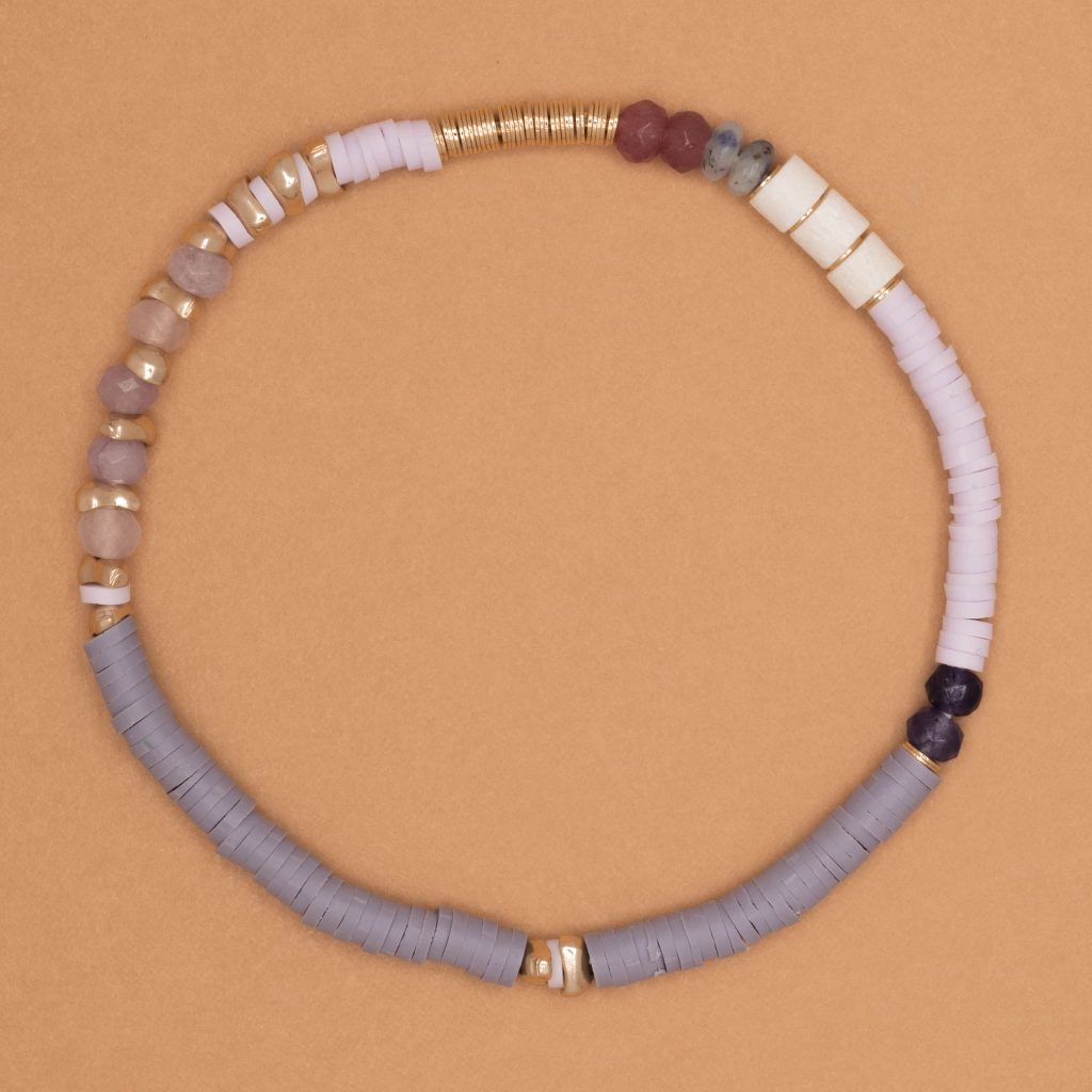 PURPLE MIX BEADED BRACELET