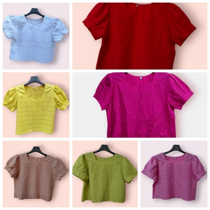 เสื้อลูกไม้ คอ 5 เหลี่ยม แขนตุ๊กตาขอบใหญ่ มีเบอร์ 34-42