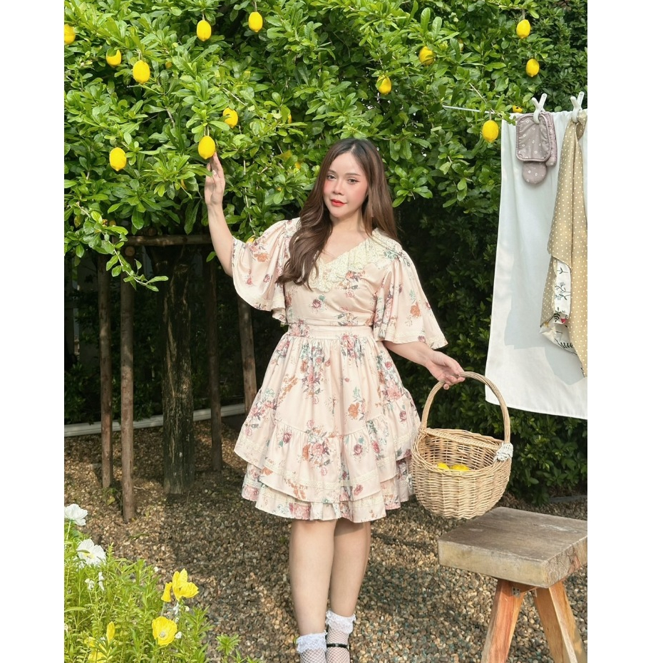 CA382 : Calorie Fashion มินิเดรสสีครีมน่ารักมากก สไตล์ลูกคุณหนูสุดๆ